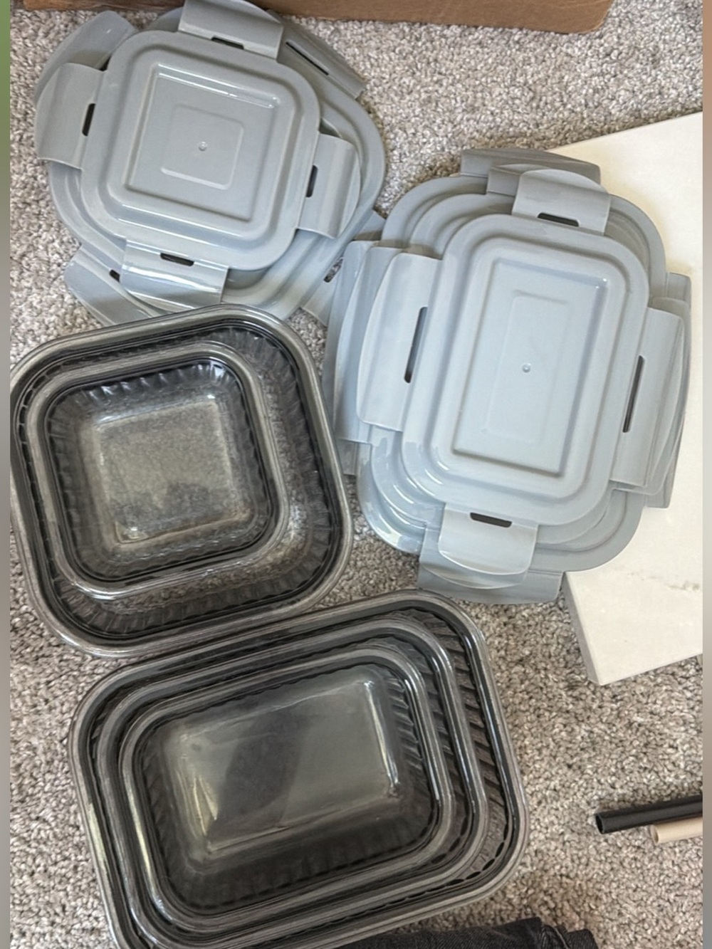 Stackable Gray Meal Prep Containers with Lids - Set